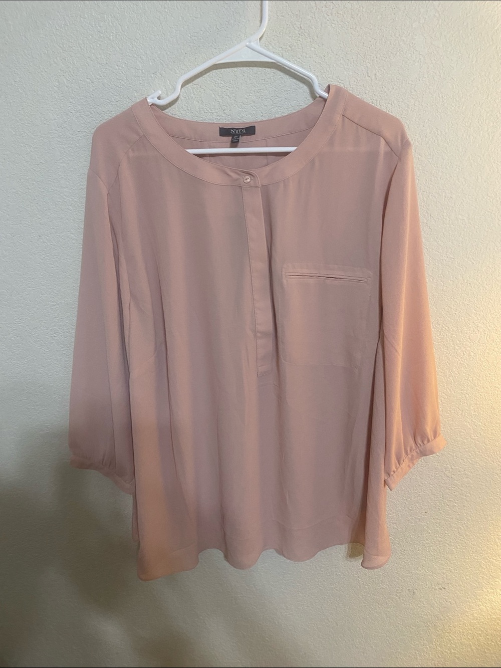 NYDJ Dusty Rose Button-Front Scoop Neck Blouse